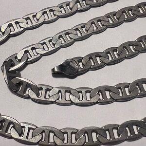 Silver 925 Flat Mariner Link Necklace 20”